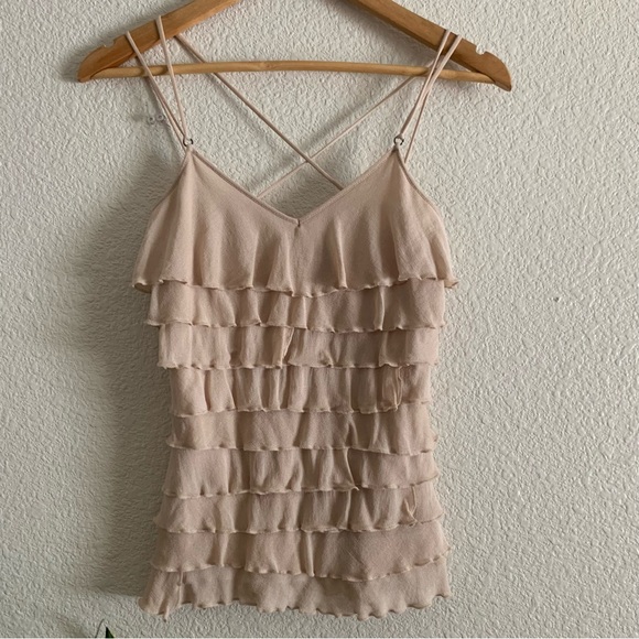 Y2k Express 100% Silk Ruffle Top - Picture 2 of 8